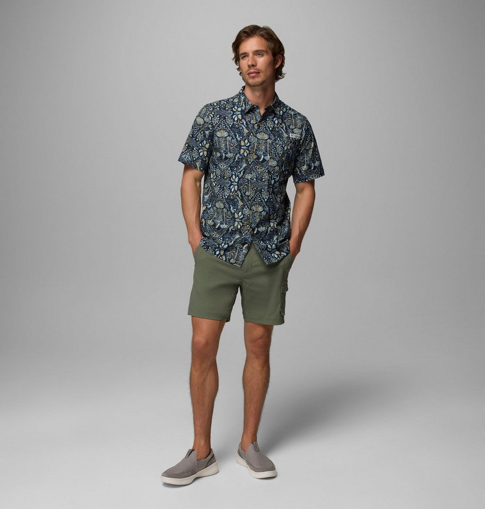Men's Short-Sleeve Cotton Camp Shirt - Gray