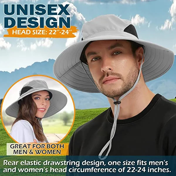Sun Hat For Men/Women, Waterproof Wide Brim Bucket Hat Foldable Boonie Hat For Fishing Hiking Garden Safari Beach Upf 50/Waterproof