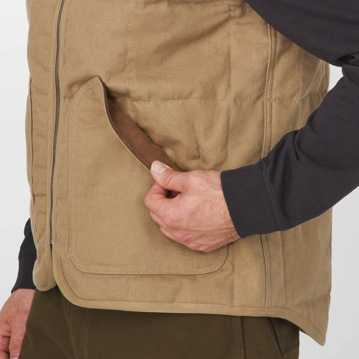 Insulated Duck Canvas Utility Vest - Khaki Olive