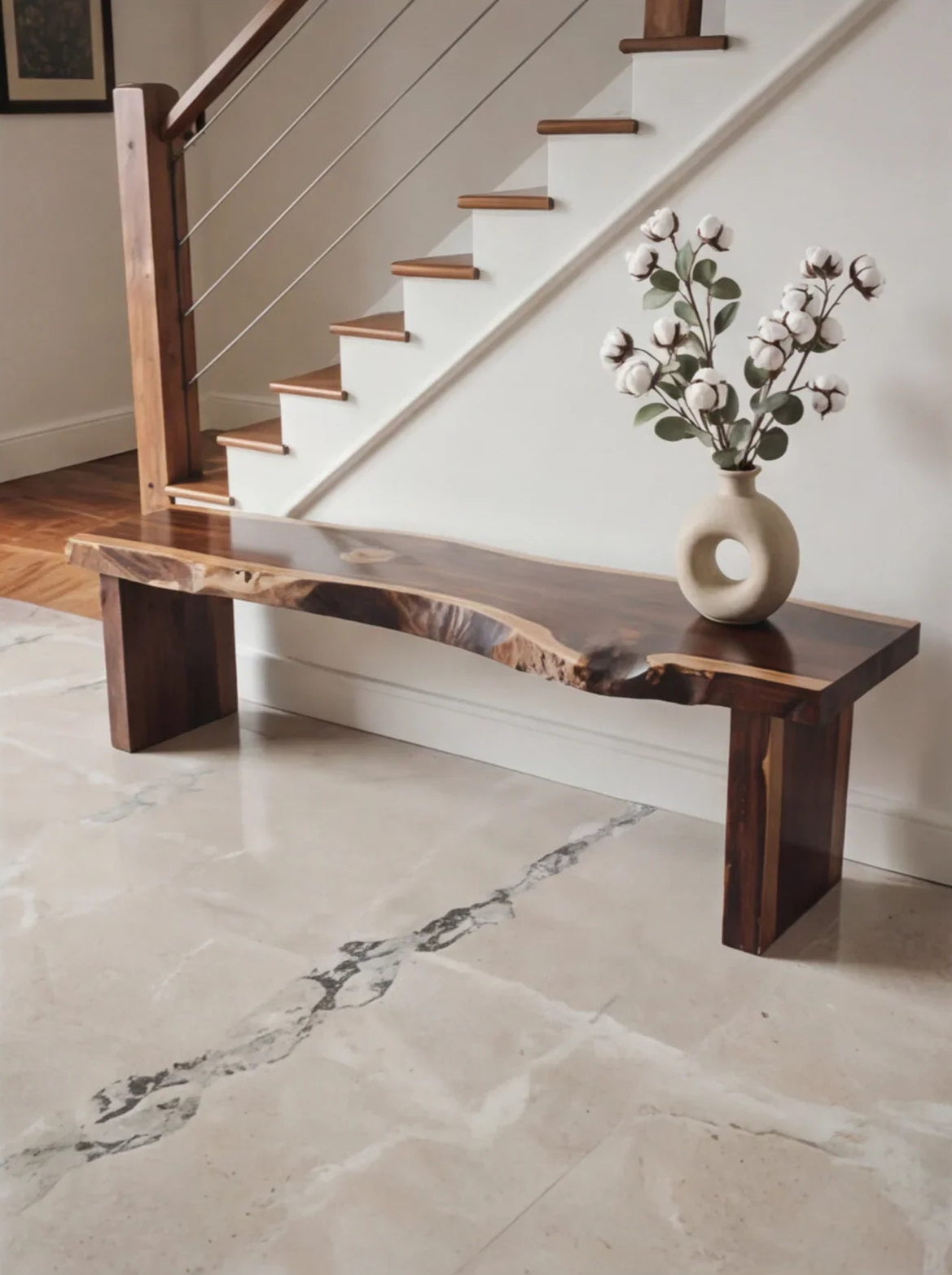 Live Edge Solid Wood Bench