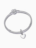 Sterling Silver Engravable Heart Charm Bracelet Set