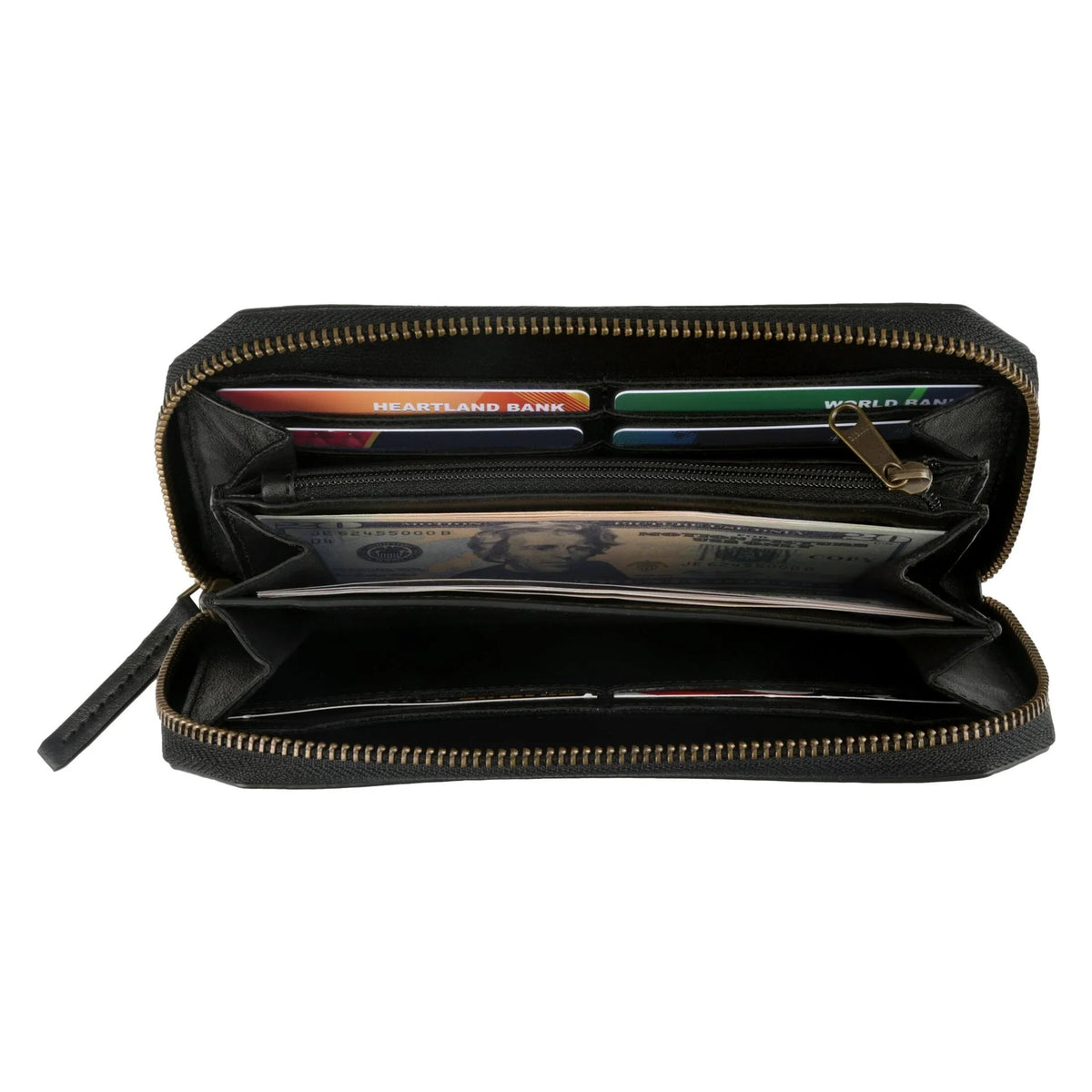 Women's Full-Grain Leather Clutch Wallet - Brown