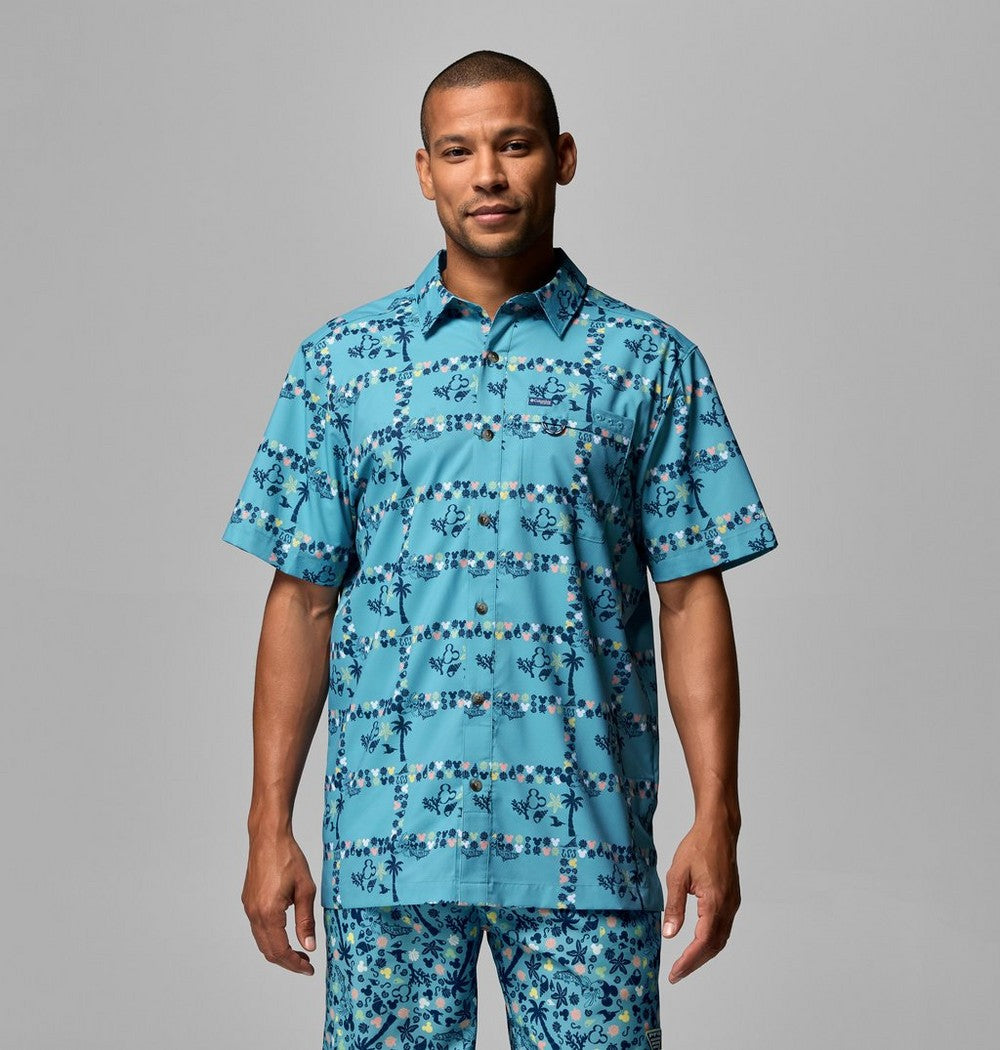 Men's Tropical Print Sun Shirt - Blue