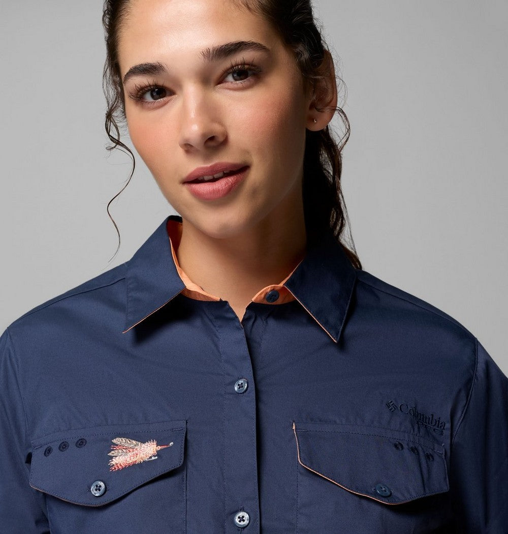 Women's Short Sleeve Fishing Shirt - Navy