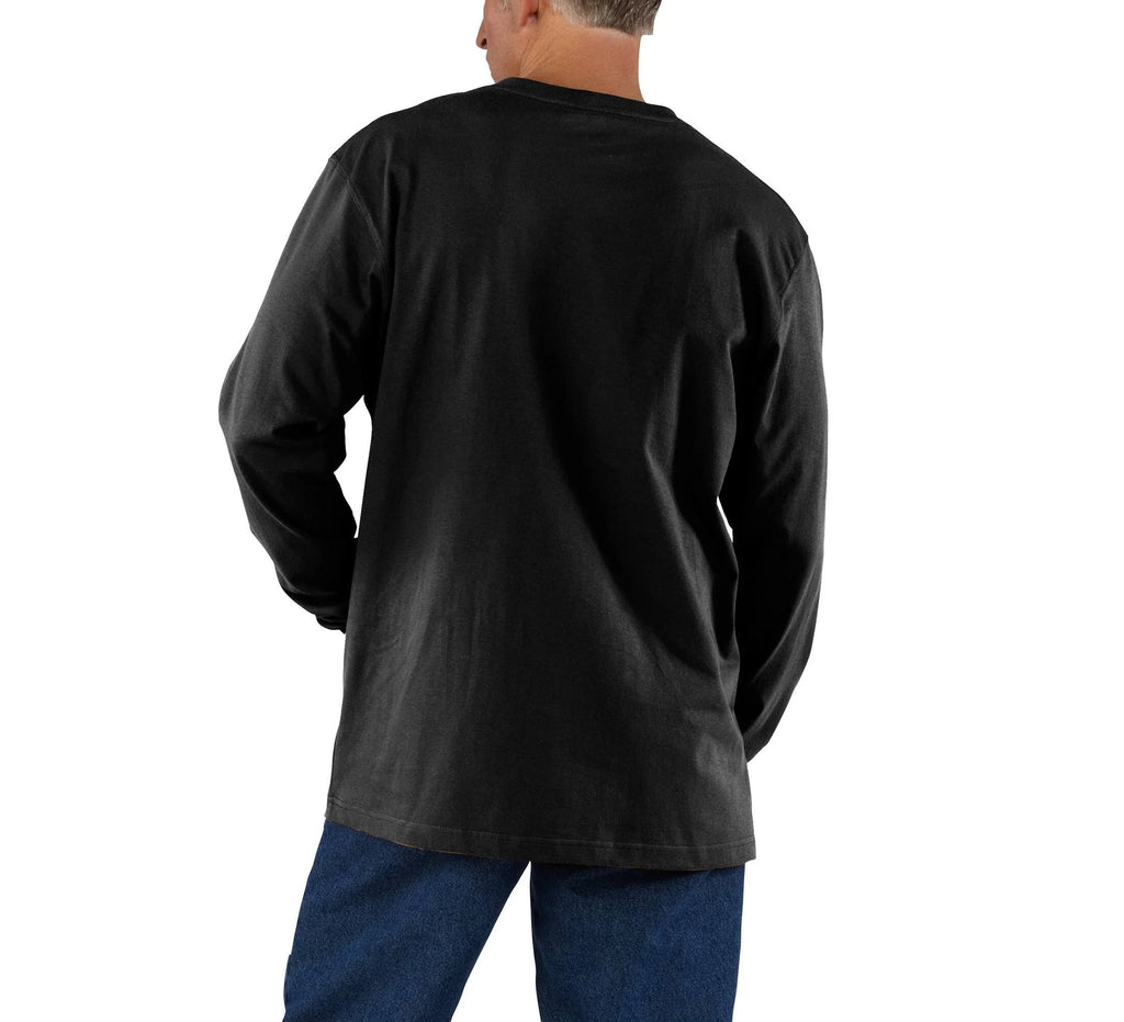 Men's Loose Heavyweight Long Sleeve Pocket T-Shirt - Black