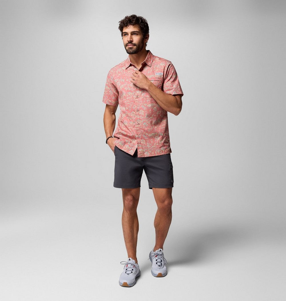 Men's Short-Sleeve Cotton Camp Shirt - Gray