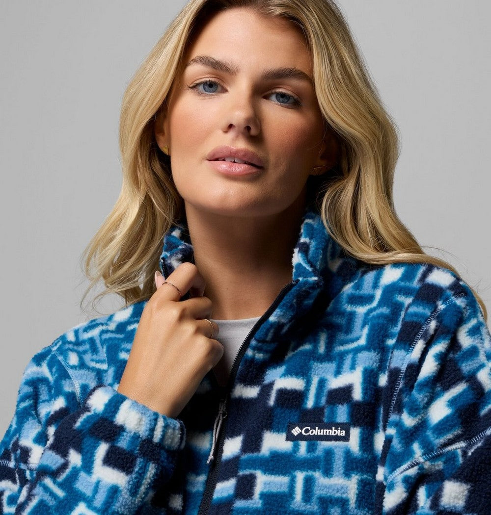 Women's Printed Fleece Half-Zip Pullover - Mauve