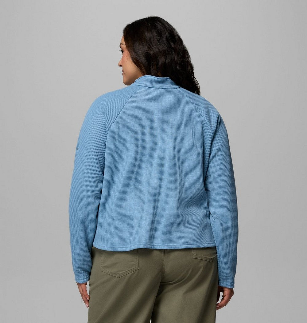 Women's Plus Waffle-Knit Half-Snap Shirt - Gray