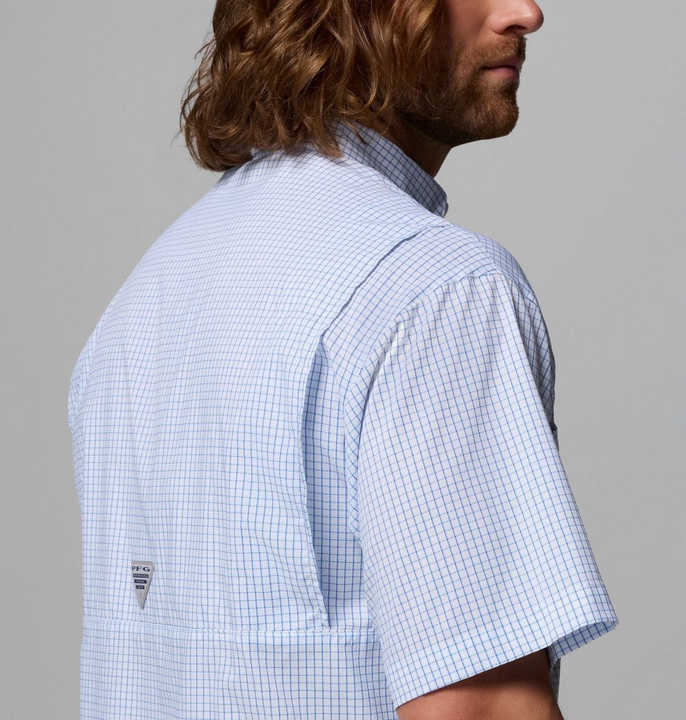 Men's Vented Short-Sleeve Fishing Shirt - Green Gingham