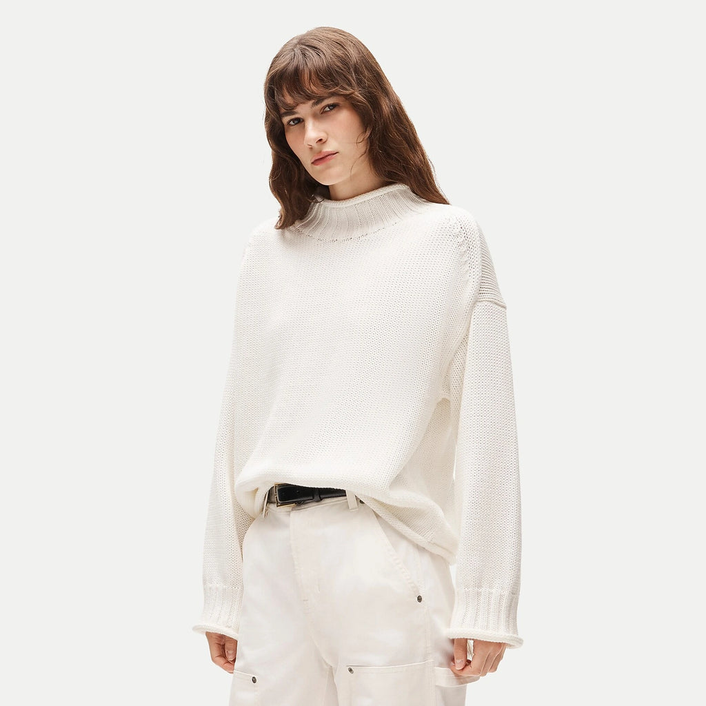Women's Rolled-Neck Cotton Sweater - Lavender