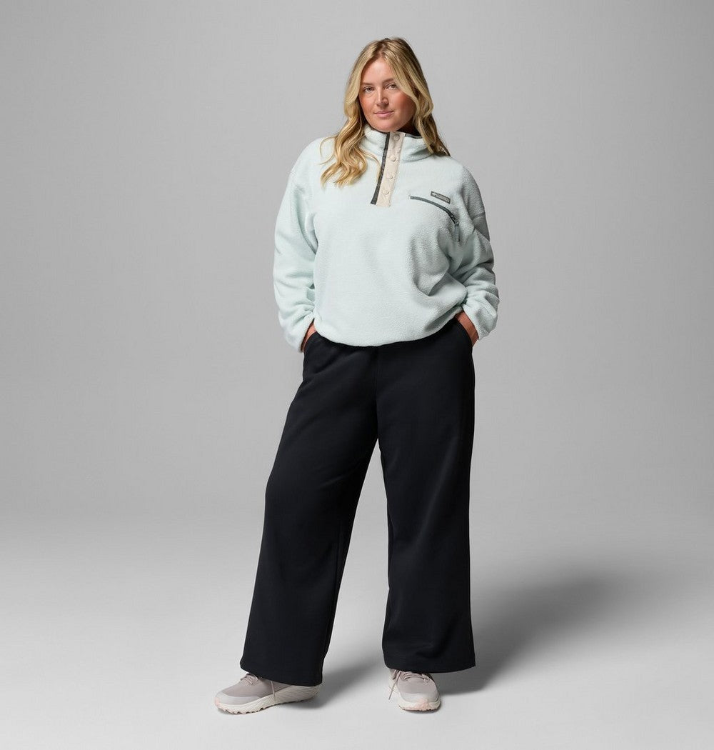 Women's Plus Cropped Sherpa Half-Snap Pullover - Tan