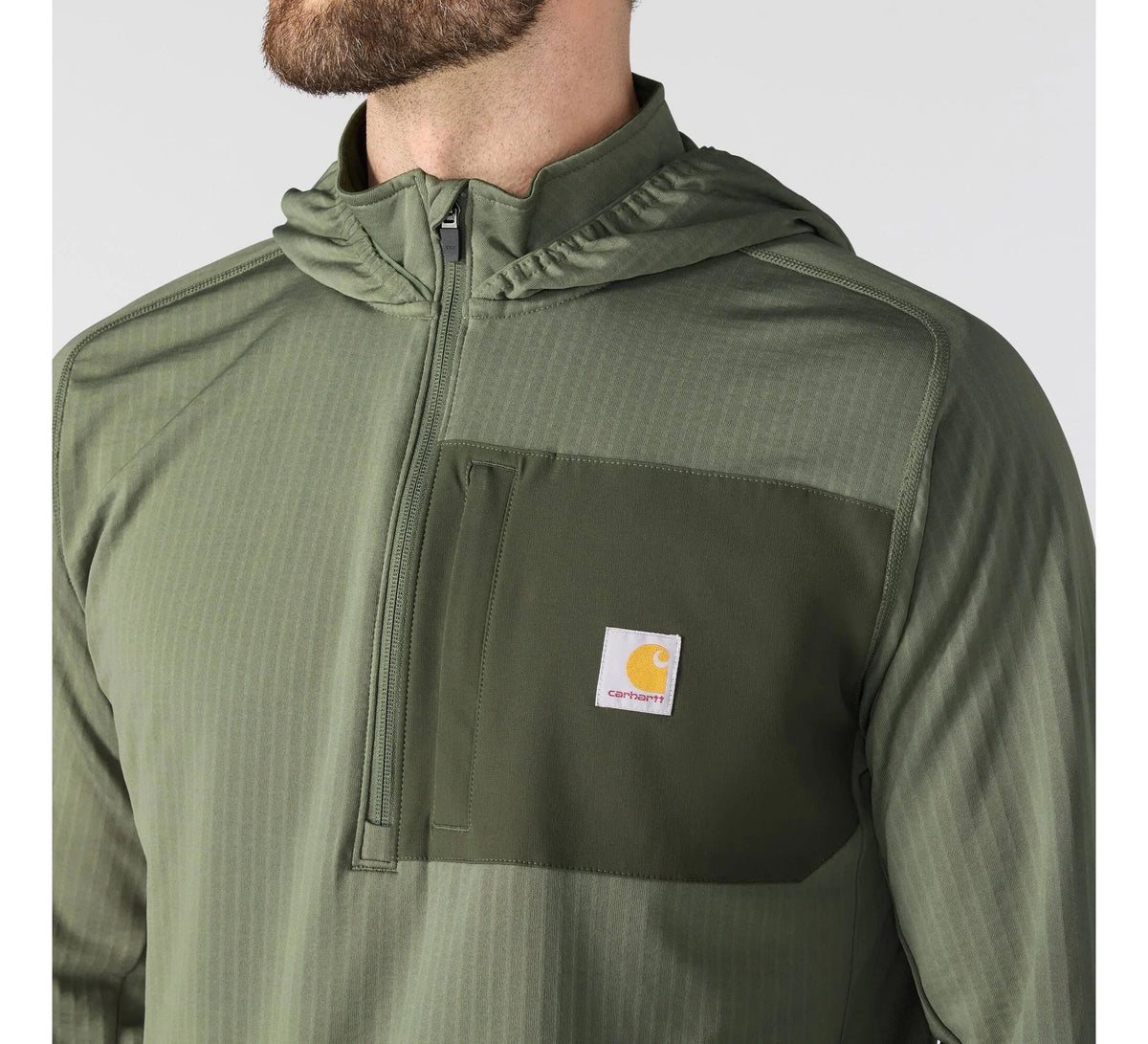 Men's Relaxed Half-Zip Performance Hoodie - Olive