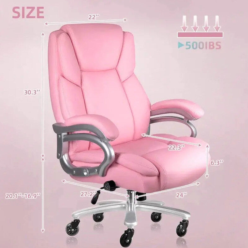 Bossin Big & Tall Executive Office Chair, 500-lb Capacity, PU Leather - Adjustable Lumbar Support