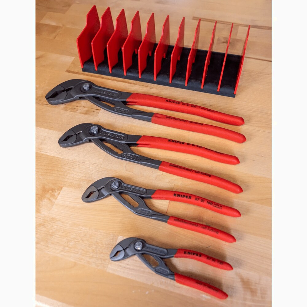 KNIPEX Cobra Pliers Set, 4-Piece With 10-Piece Tool Holder - 87 01 125, 87 01 180, 87 01 250, 87 01 300