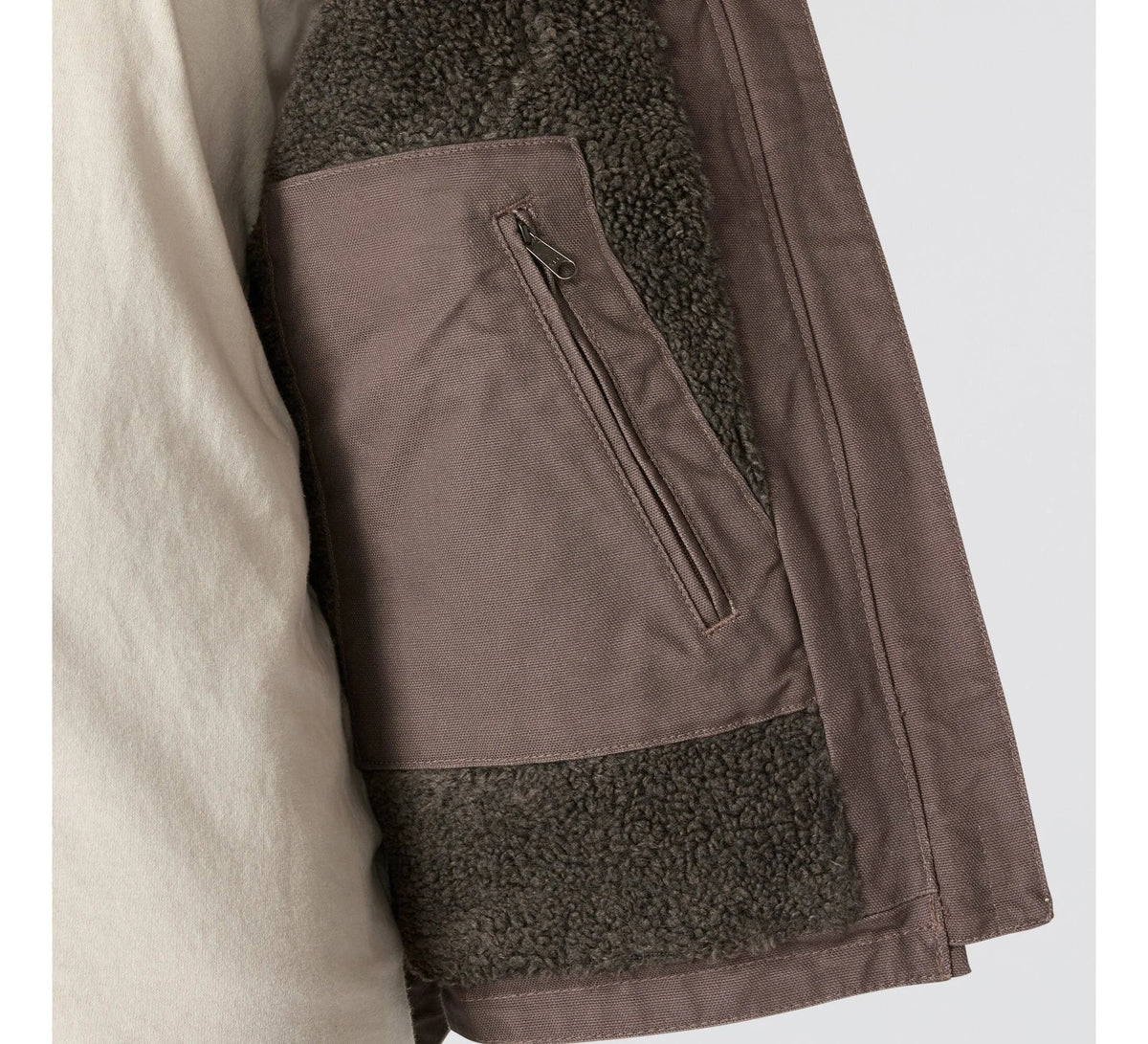 Women's Sherpa-Lined Mock Neck Vest - Taupe