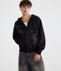 Men's Rhinestone Boxy Full-Zip Hoodie