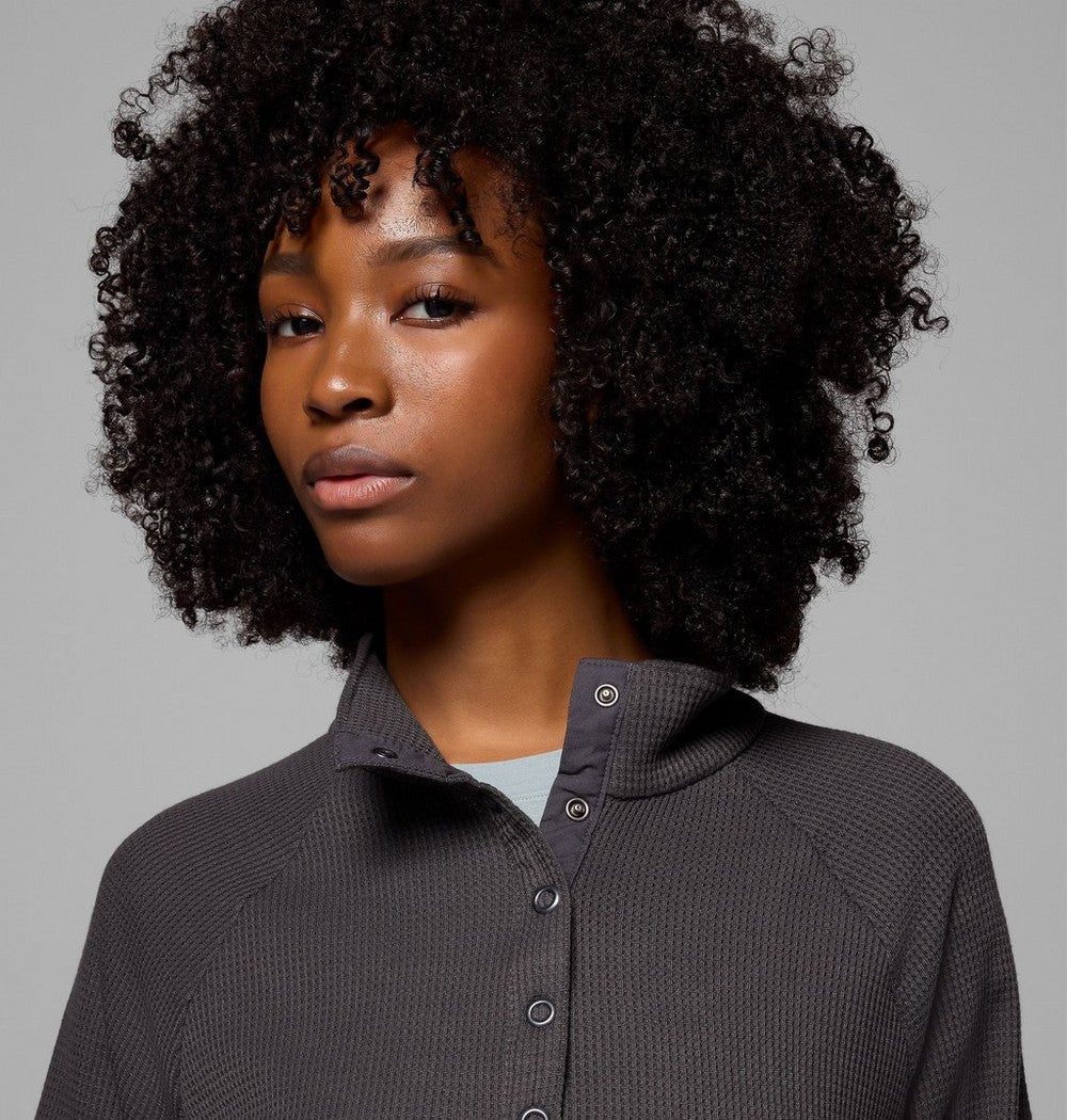Women's Waffle Knit Half-Snap Shirt - Pink