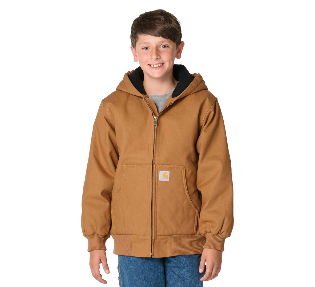 Boys' Insulated Canvas Hooded Jacket - Brown