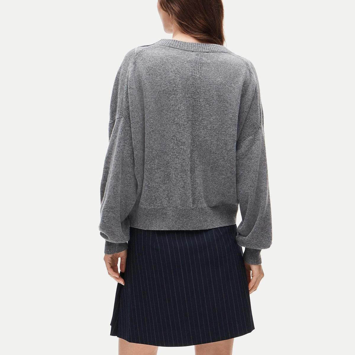 Cashmere Blouson-Sleeve Argyle Sweater