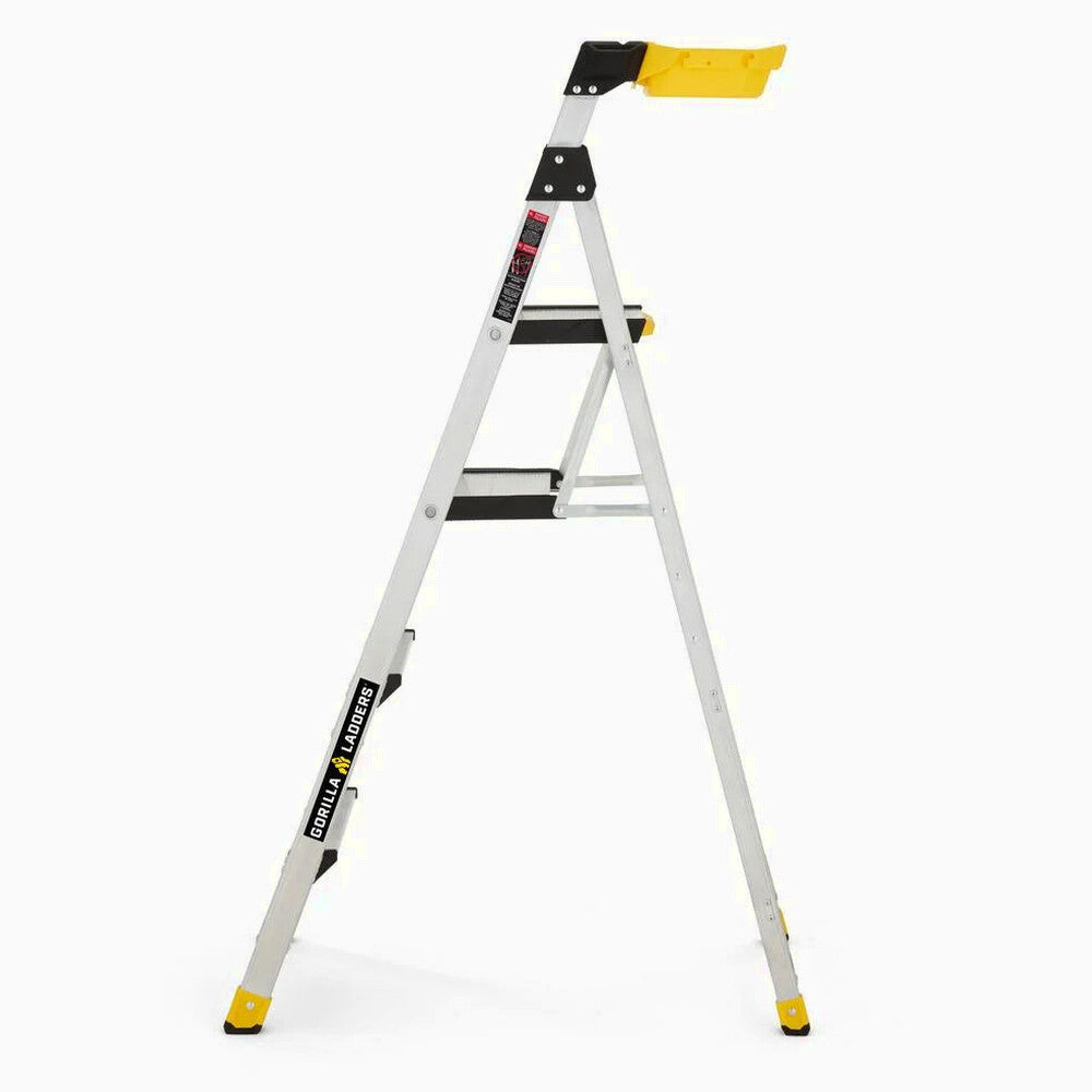 Gorilla Ladders Aluminum Dual Platform Ladder With Project Bucket, 5.5 Ft, 300 Lb Capacity