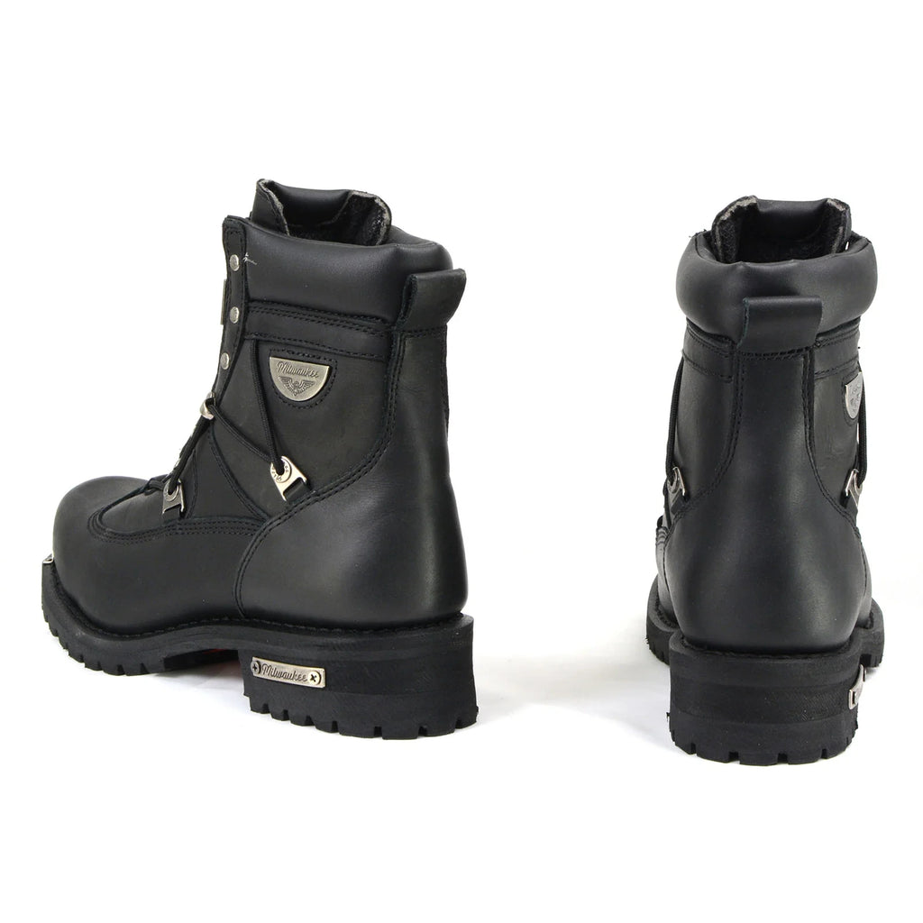 Men's Extra-Wide Zip Motorcycle Boots - Black