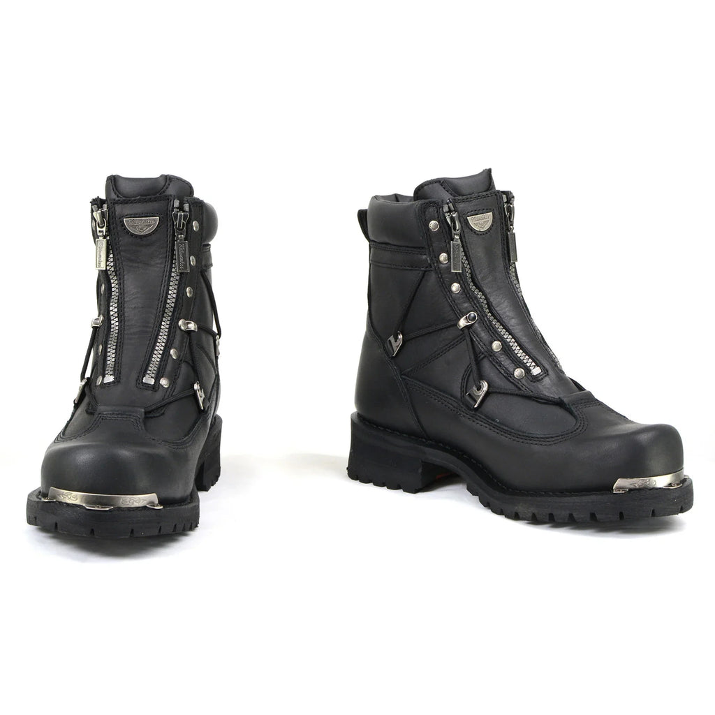 Men's Extra-Wide Zip Motorcycle Boots - Black