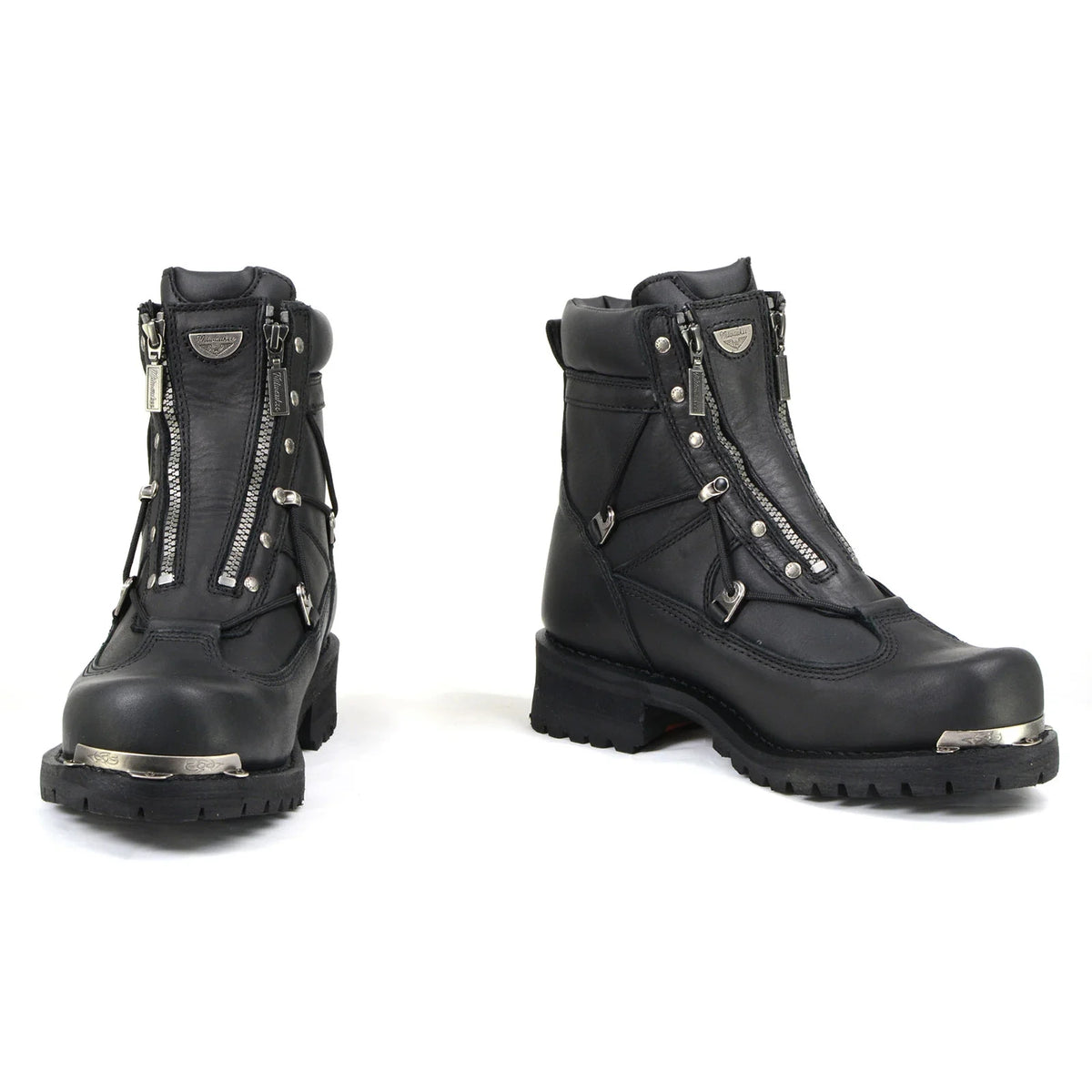 Men's Extra-Wide Zip Motorcycle Boots - Black