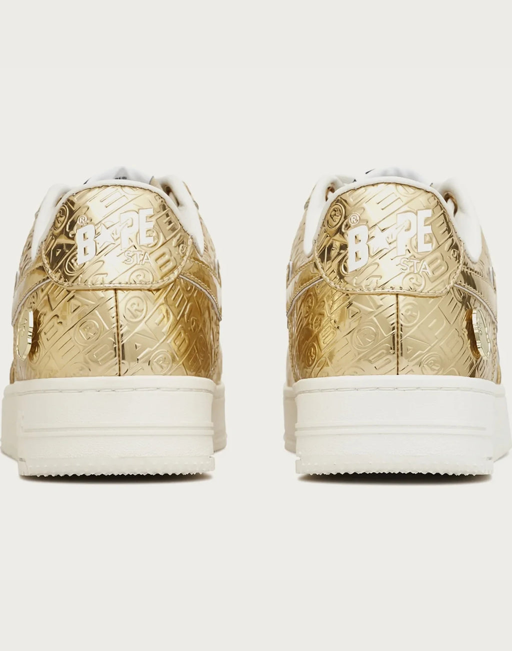 Men's Synthetic Leather Low-Top Sneakers - Gold