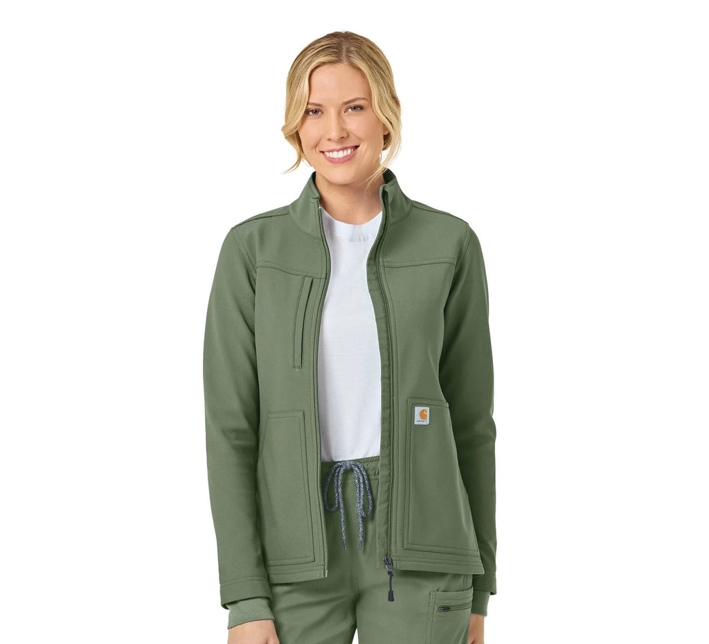 Women's Water-Repellent Bonded Fleece Scrub Jacket - Cedar