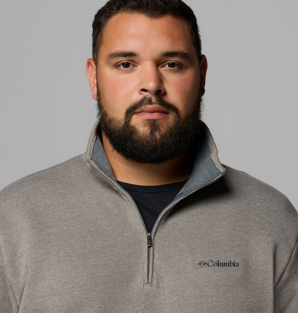 Men's Big Cotton-Blend Half-Zip Pullover - Black