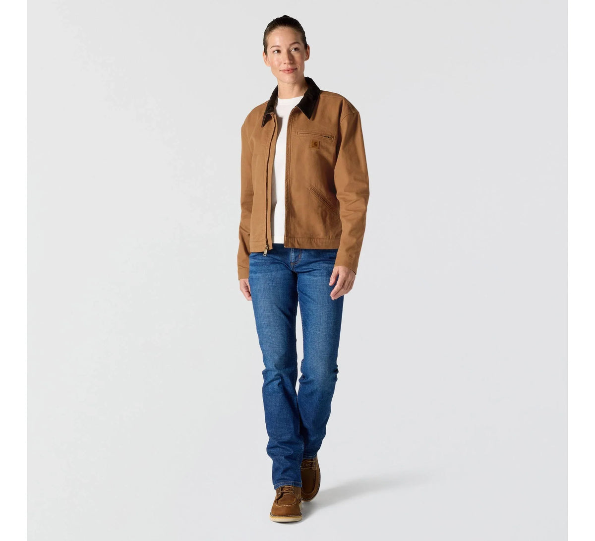 Women's Stretch Canvas Lined Work Jacket - Brown
