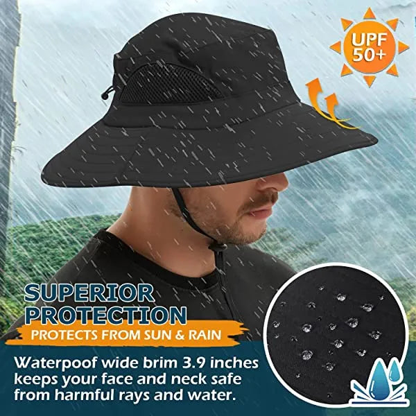 Sun Hat For Men/Women, Waterproof Wide Brim Bucket Hat Foldable Boonie Hat For Fishing Hiking Garden Safari Beach Upf 50/Waterproof