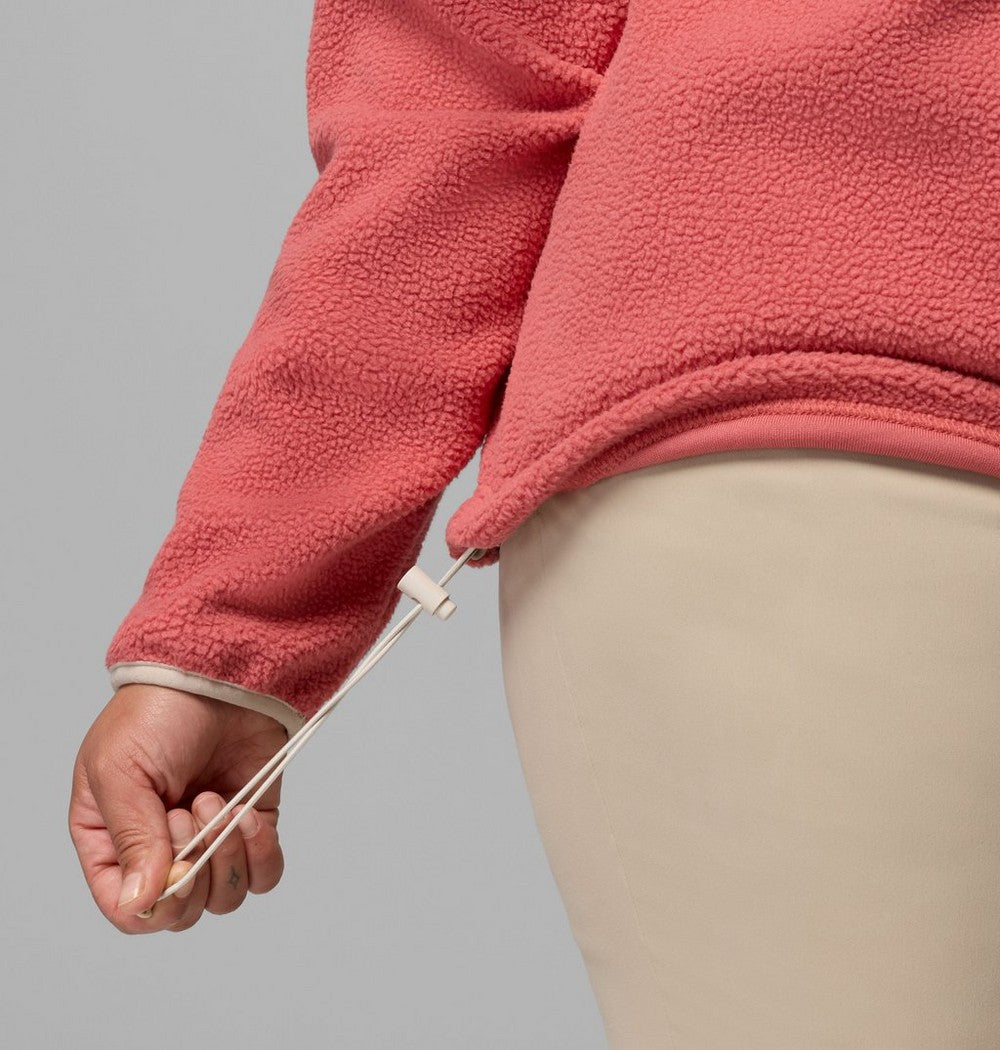 Women's Plus Cropped Sherpa Half-Snap Pullover - Tan