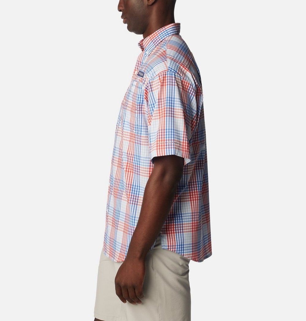 Men's Vented Short-Sleeve Fishing Shirt - Green Gingham