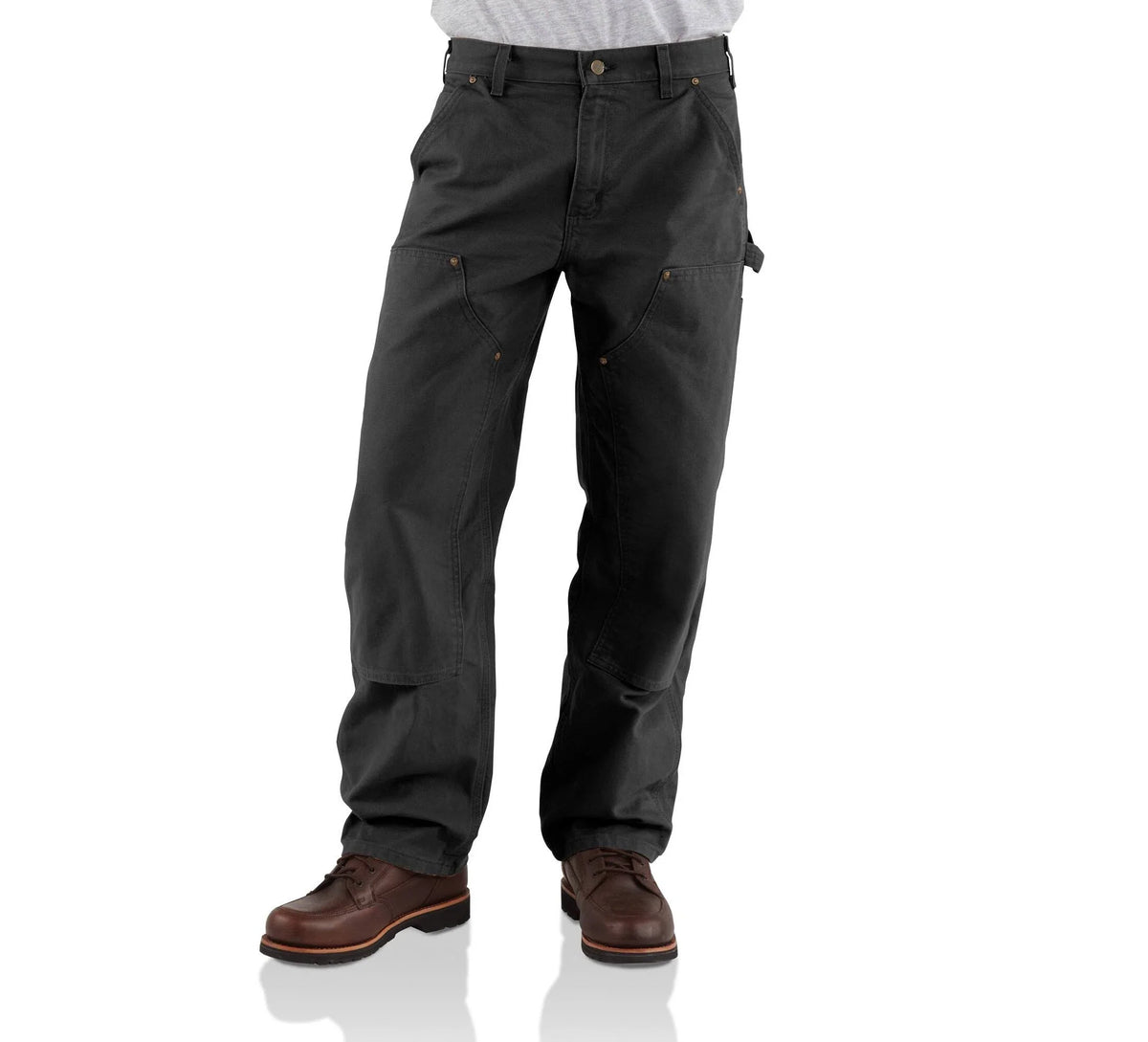 Men's Double-Knee Canvas Work Pants - Black