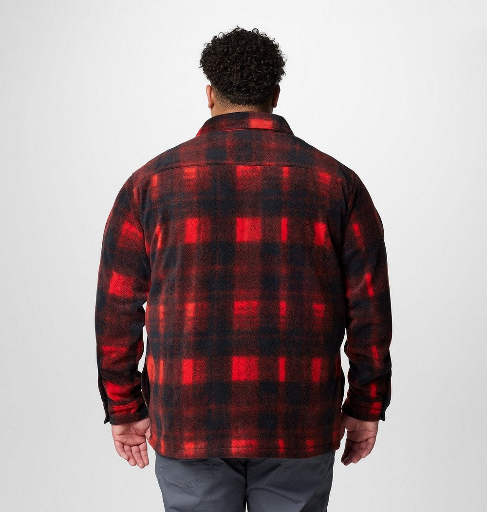 Men's Big Printed Fleece Shirt Jacket - Cream
