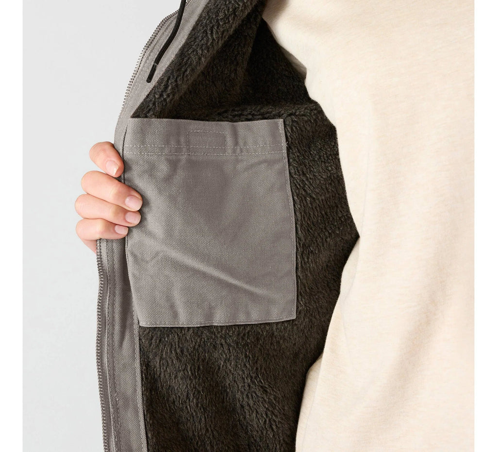 Women's Sherpa-Lined Cotton Canvas Hooded Jacket - Taupe