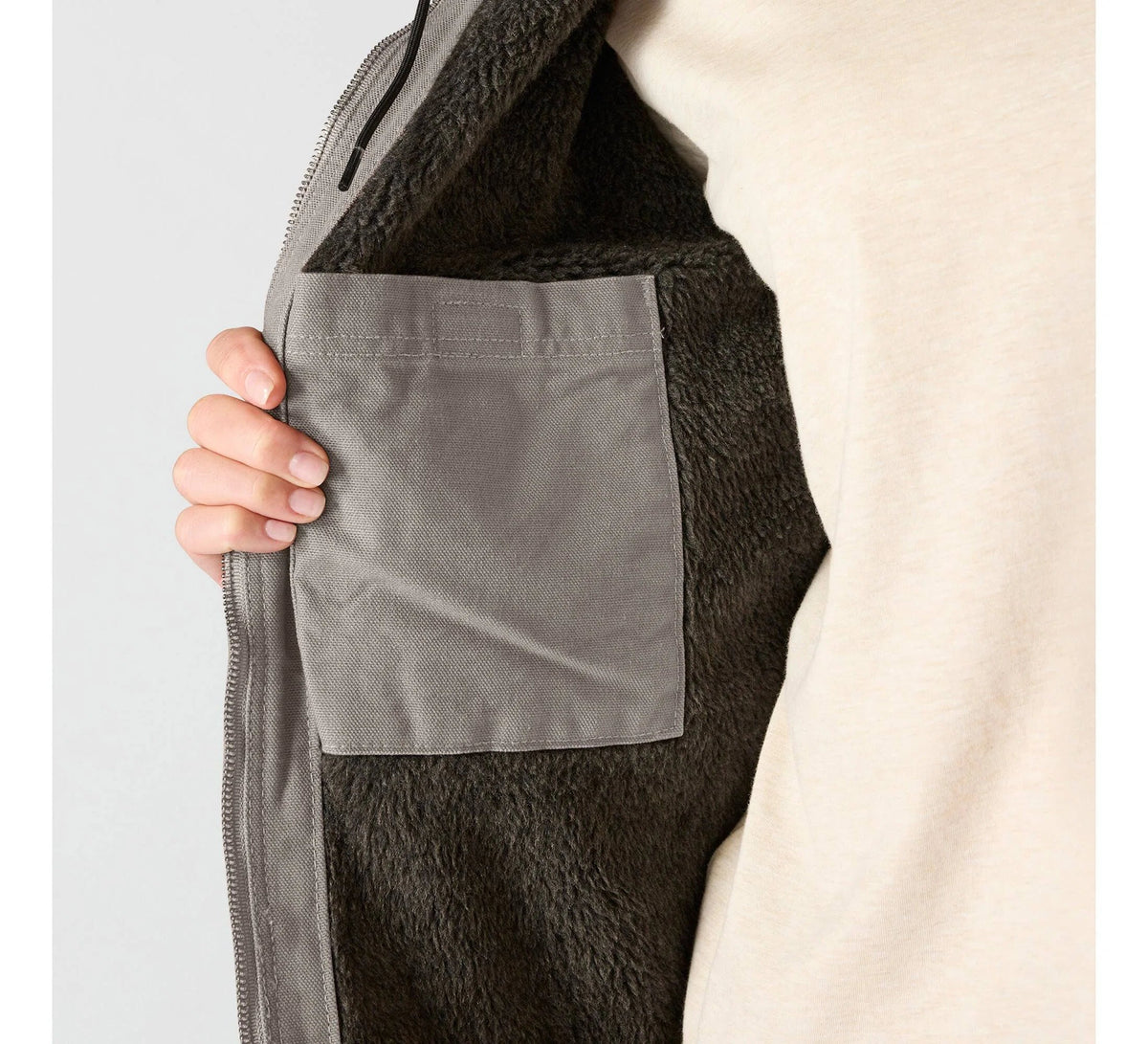 Women's Sherpa-Lined Cotton Canvas Hooded Jacket - Taupe