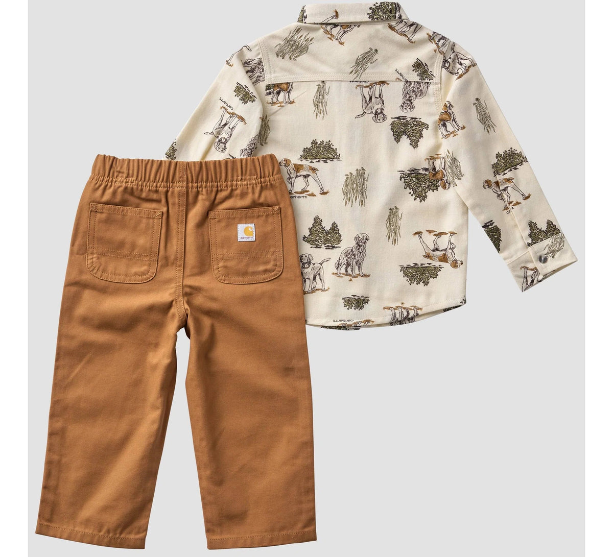 Baby Boys' Flannel Shirt And Canvas Pants Set - Brown