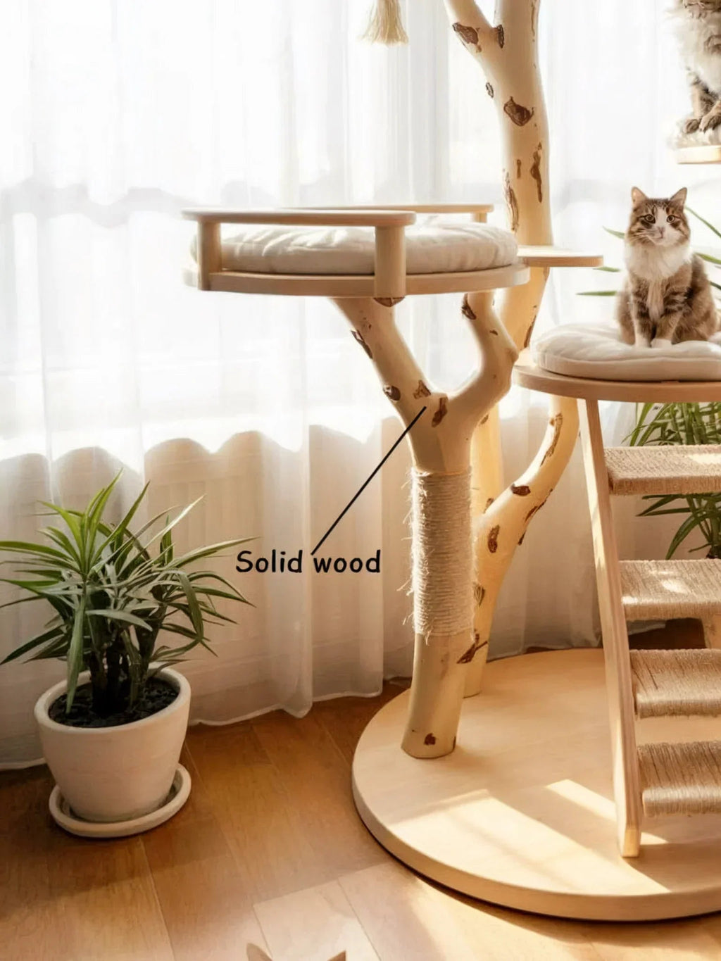 Rustic Solid Wood Cat Tree