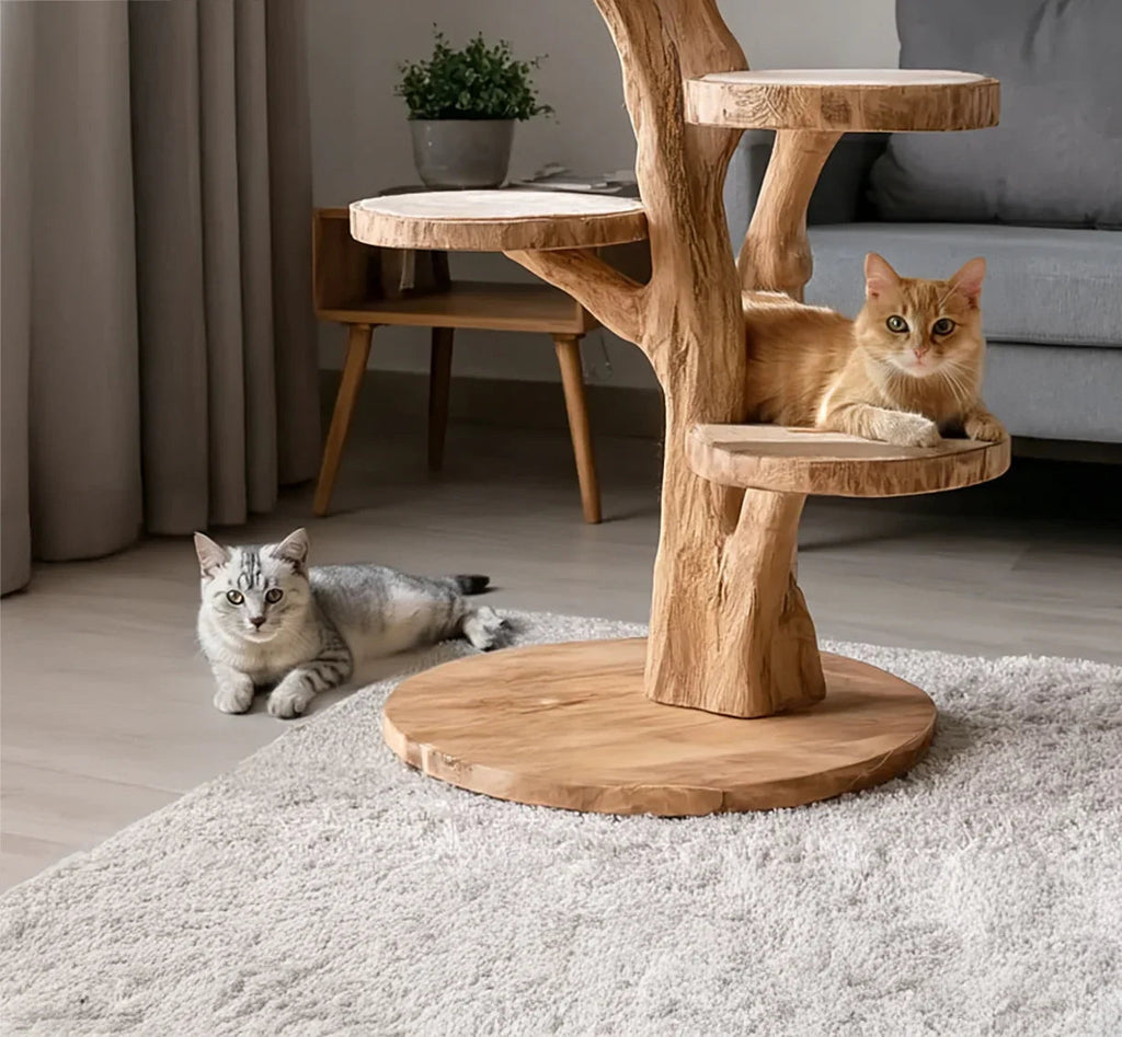 Modern Solid Wood Climbing Tower & Unique Living Room Cat Furniture