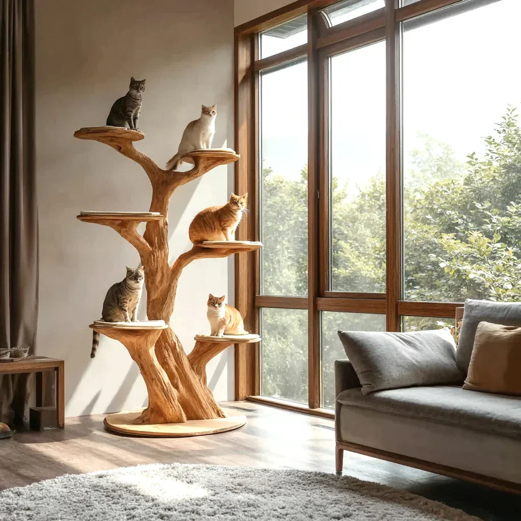 Artisanal Real Wood Cat Tree