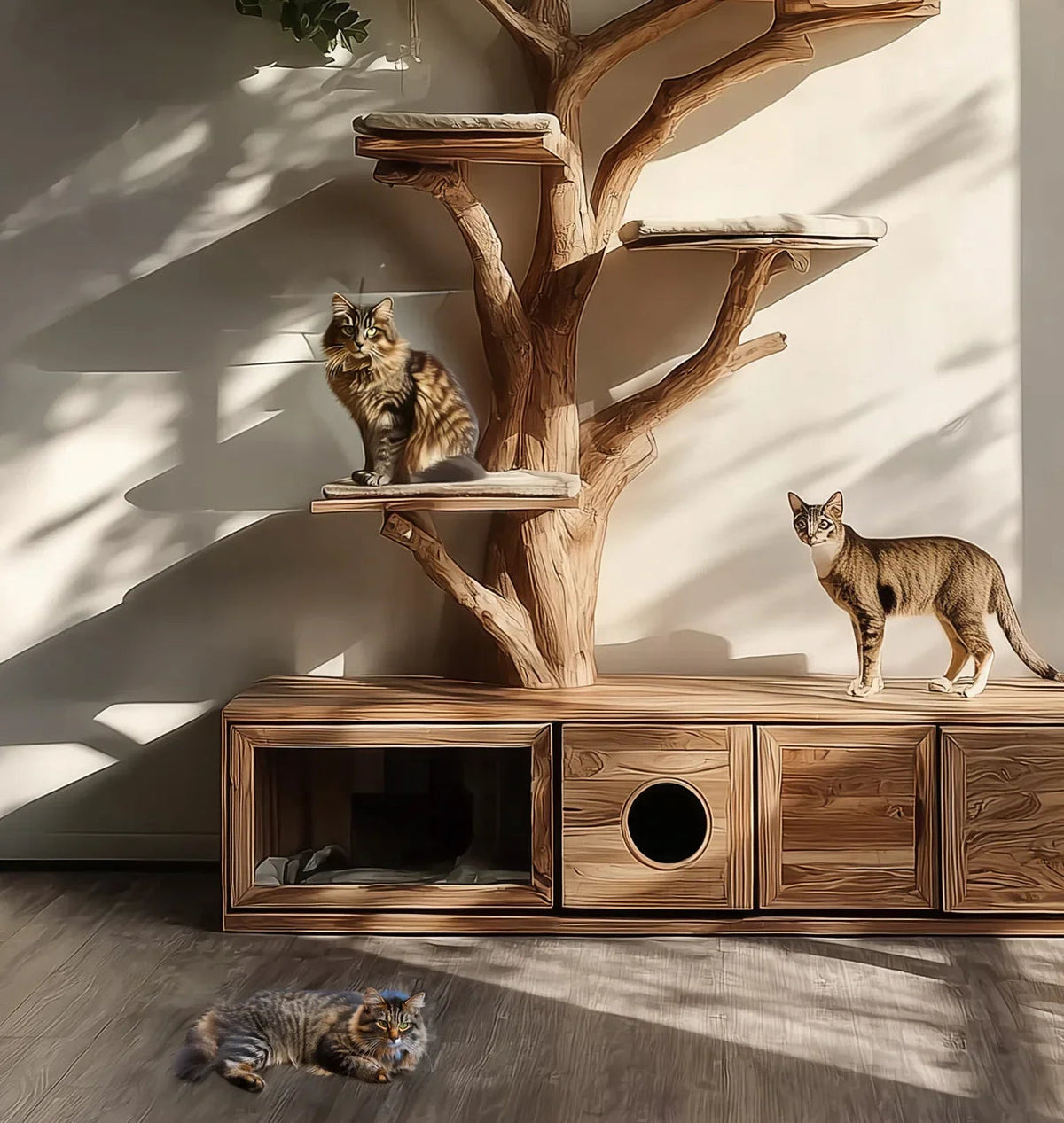 Handmade Wooden Cat Tree Tower