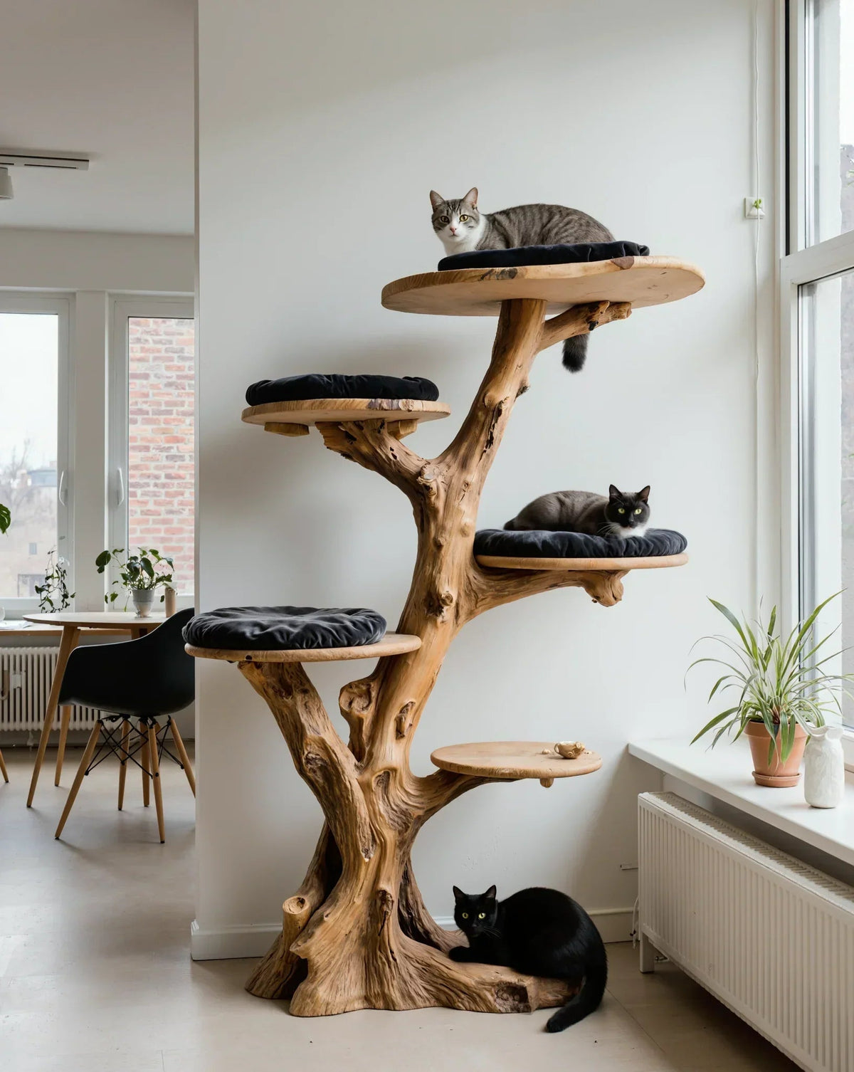 Handcrafted Large Wooden Cat Tree