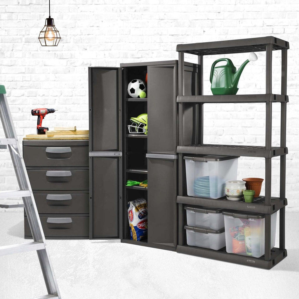 Sterilite Heavy-Duty 4 Drawer Plastic Storage Unit, Flat Gray