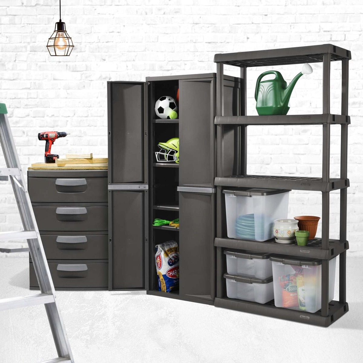 Sterilite Heavy-Duty 4 Drawer Plastic Storage Unit, Flat Gray