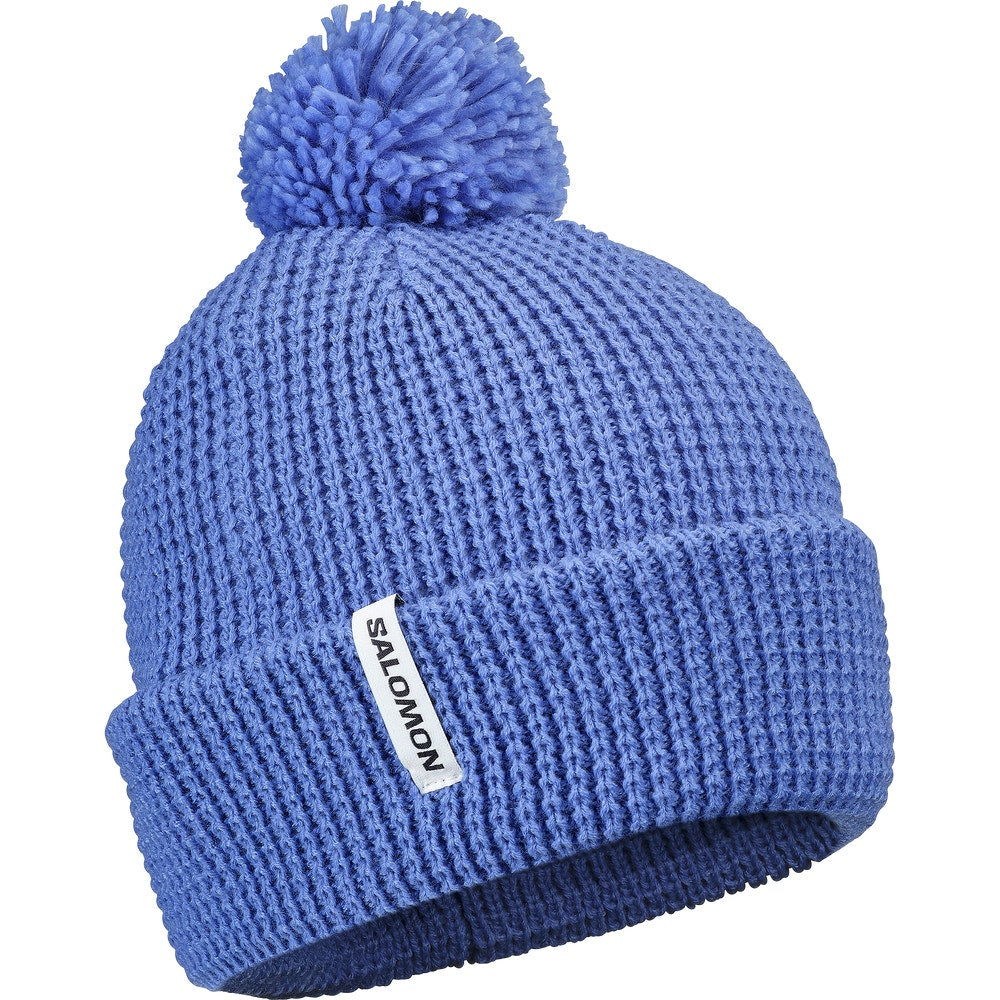 Waffle Knit Pom Beanie - Black