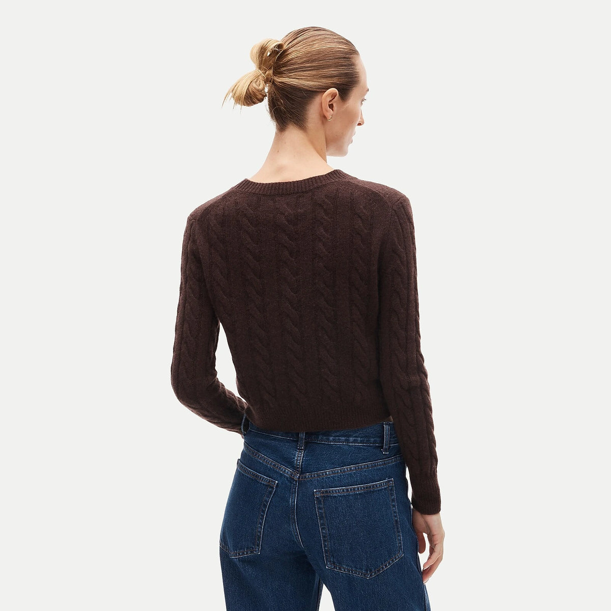 Women's Cable-Knit Cashmere Crewneck Sweater - Navy