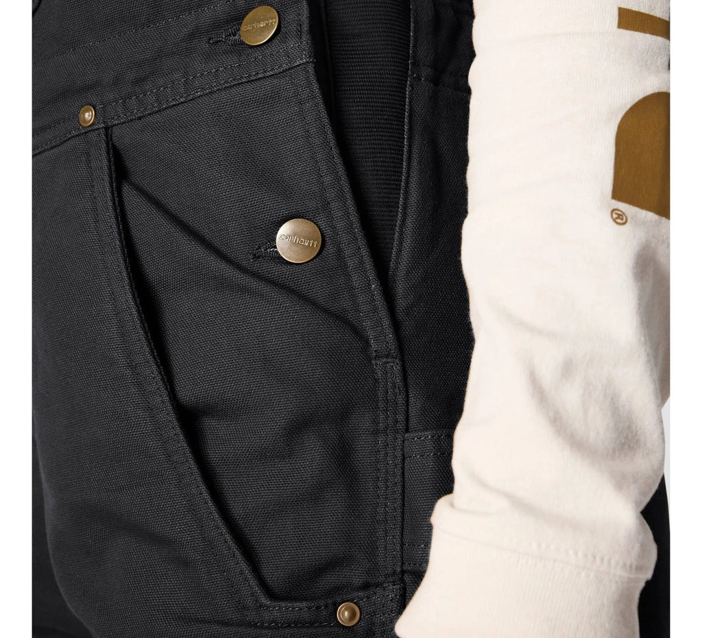 Women's Insulated Cotton Canvas Bib Overalls - Black