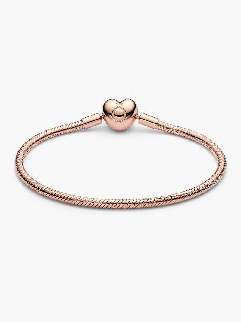 Rose Gold-Plated Heart Clasp Chain Bracelet